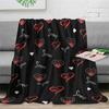 Black heart plaid blanket Valentine's Day plaid blanket soft and comfortable suitable for sofa bed outdoor birthday holiday gift