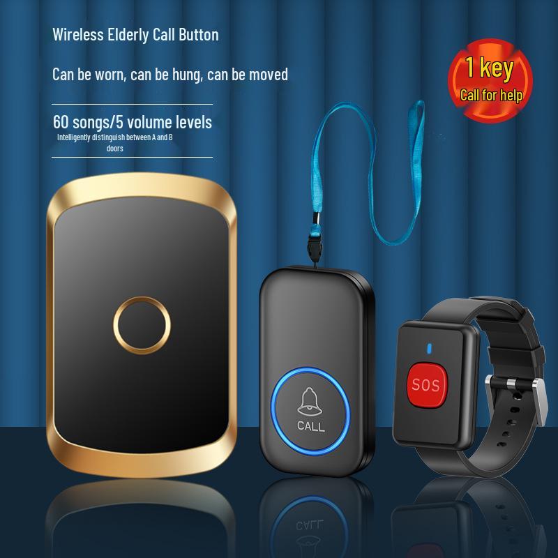 Elderly Portable Pager: Night Alarm & Fall Alert Wristband