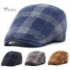 Driver Cap Newsboy Retro Plaid Thick Soft Breathable Keep Warm Cabbie Comfortable Autumn Winter Men Beret Flat Hat for Hunting