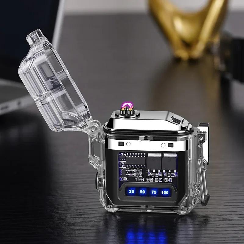 New Transparent Shell Waterproof and Windproof Ignition Flashlight TYPE-C Fast Charging COB Lighting Outdoor Camping Gift