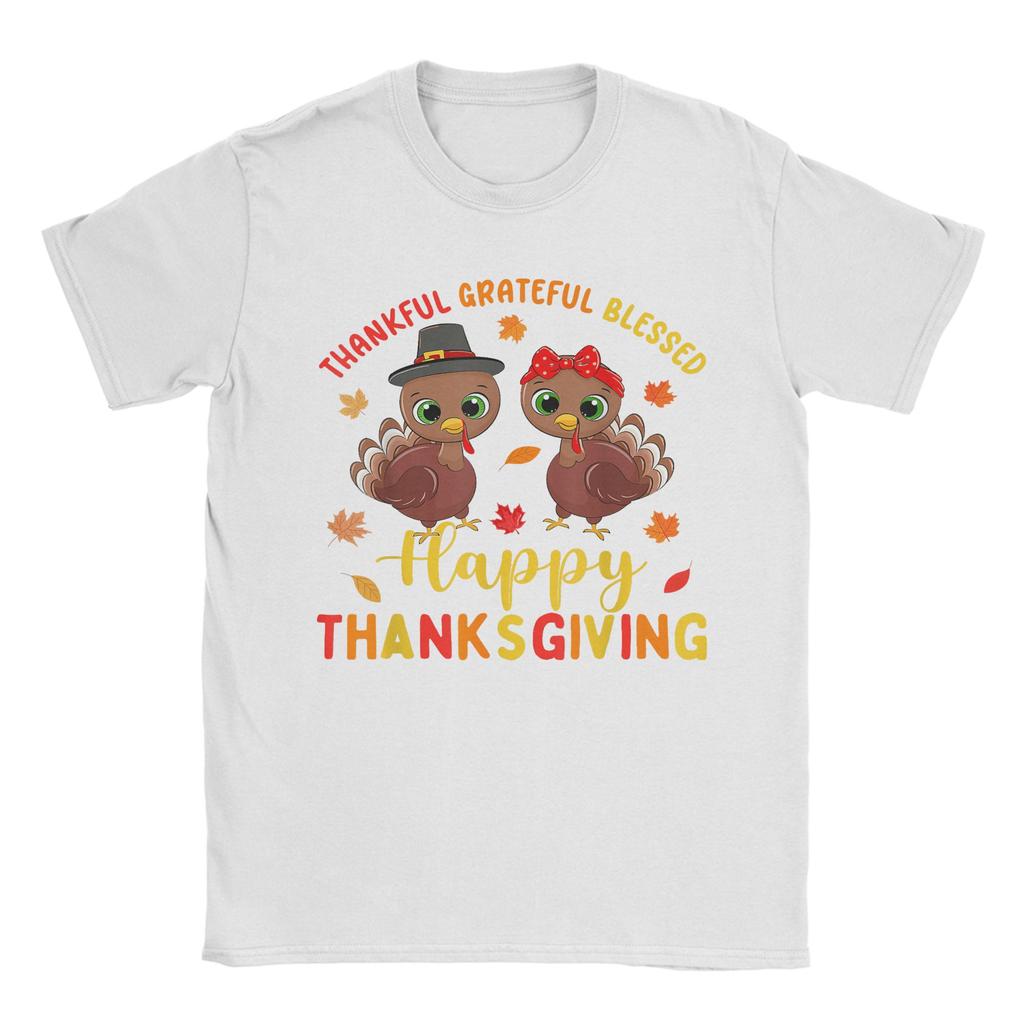 Thankful Grateful Blessed Thanksgiving Turkey TShirts for Men  Funny Pure Cotton Tees O Neck Short Sleeve T Shirt 6XL Tops