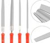 Emery File Set 8 Inch Red Handle For Metal Stone Wood Polishing Jeweler Carving Craft Hand Tools Flat Round Triangle Shape