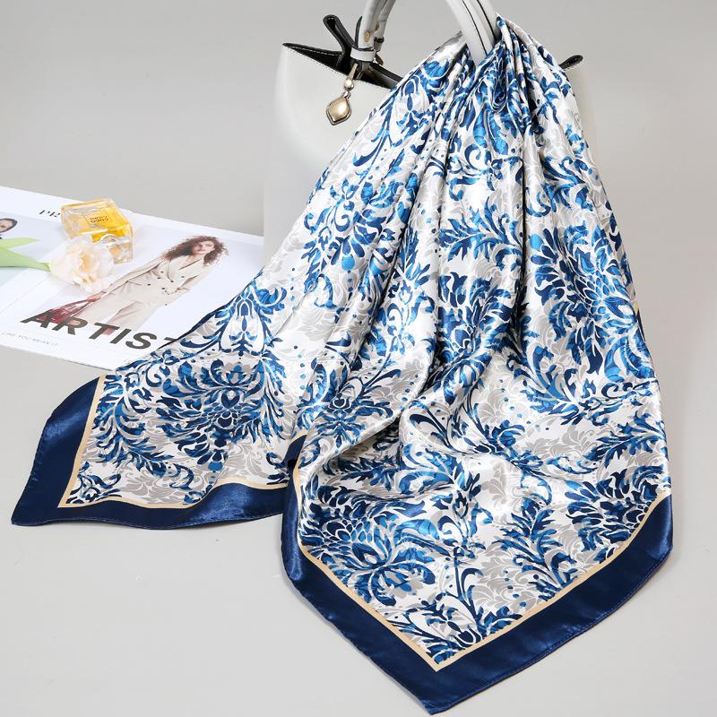 90 Square Scarves, Silk Scarves, Women's New Spring and Summer High-end Sense Versatile, Thin Scarves, Shawls Outside