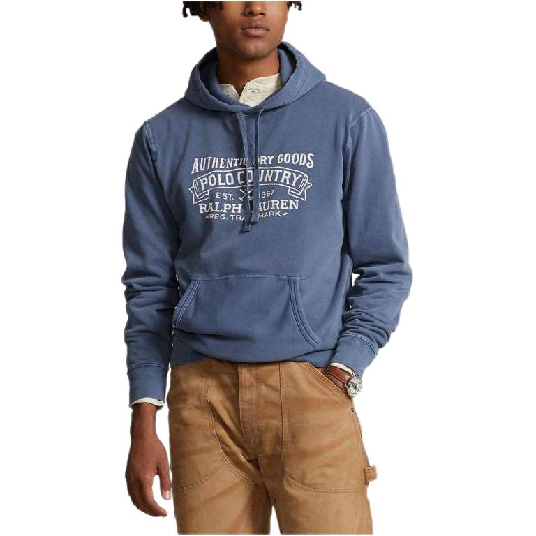 Polo Ralph Lauren Ss23 Letter Pattern Printed Hooded Drawstring Pullover Sweatshirt Men Sweatshirt Blue 710877552-007