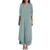 European and American New Casual Solid Color V-neck Cardigan Jacket Dress Set Two-piece Set for Women