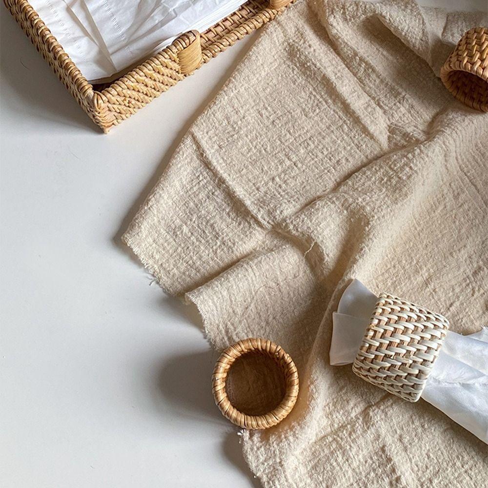 Solid Color Handwoven Rattan Napkin Rings Handmade Rattan Napkin Buckle  Tableware