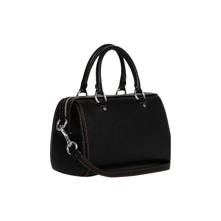 COACH Rowan Refined Pebble Cow Leather Crossbody Bag, Handbag Mini Women's Black CD444-SVA47