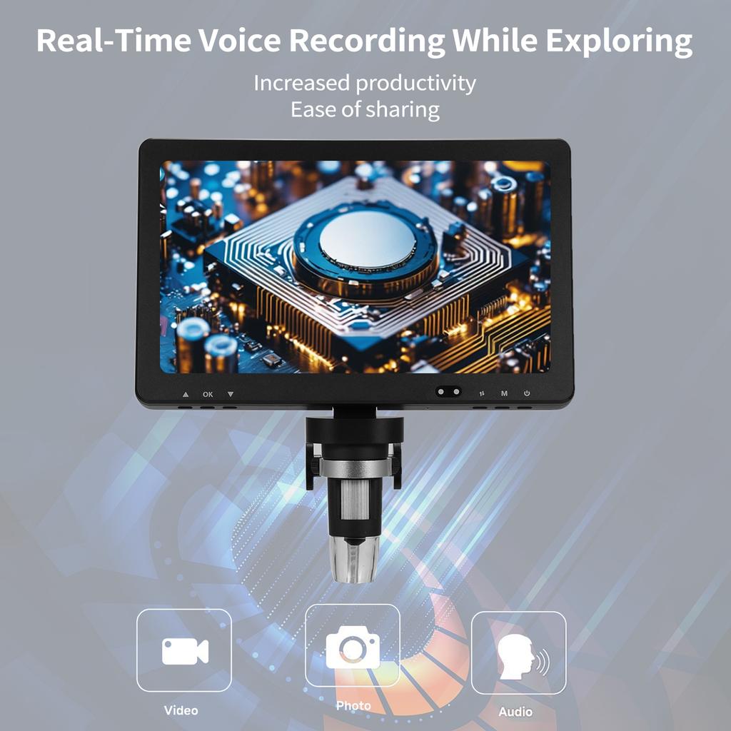 DM12 Digitales Lötmikroskop 1500X 10,1 Zoll IPS-Bildschirm Foto-Video-Mikroskop Münzmikroskop