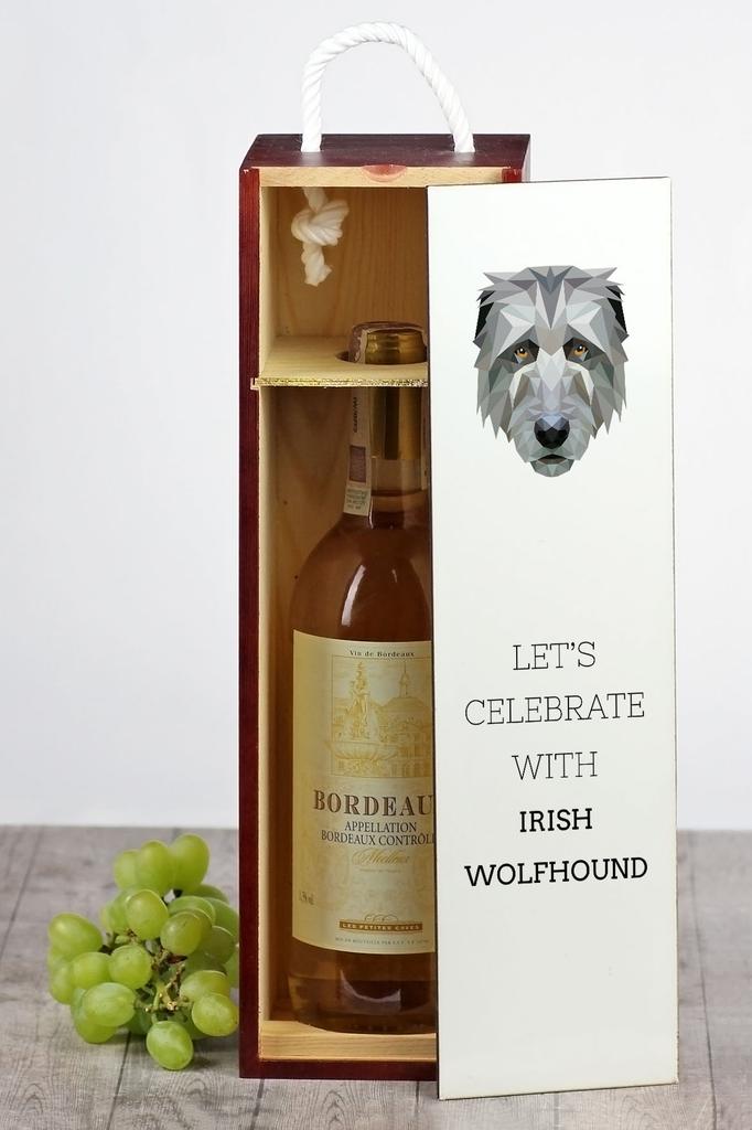 Wilczarz Irlandzki, Irish Wolfhound - Geometryczne Pudełko Ze Zdjęciem I Napisem Na Wino Marki Art-Dog