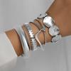 5 Stück punkiger Stil unregelmäßige runde elastische Draht-Armbänder im Mehrstück-Set mit Öffnung für Damenarmbänder