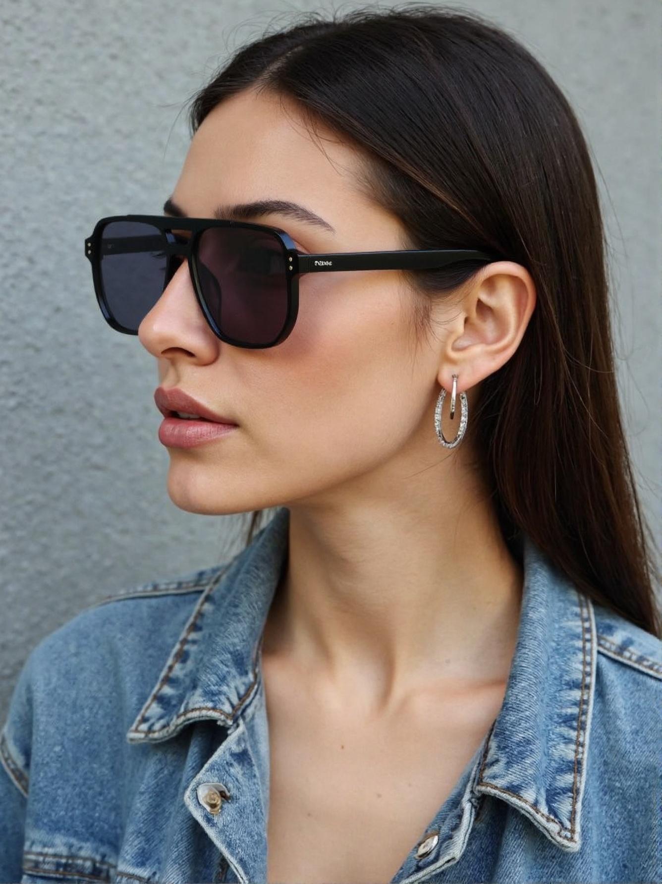 

Metre nail double beam square trend sunglasses new fashion glasses trend sunglasses concave shape retro коричневый