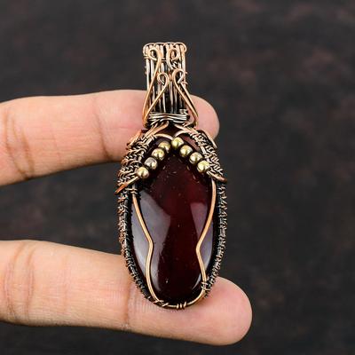 Pendentif en labradorite rouge feu, pendentif enveloppé de fil de cuivre, pendentif fait main, bijoux enveloppés de fil de cuivre, pendentif en pierre précieuse originale, cadeau pour mère