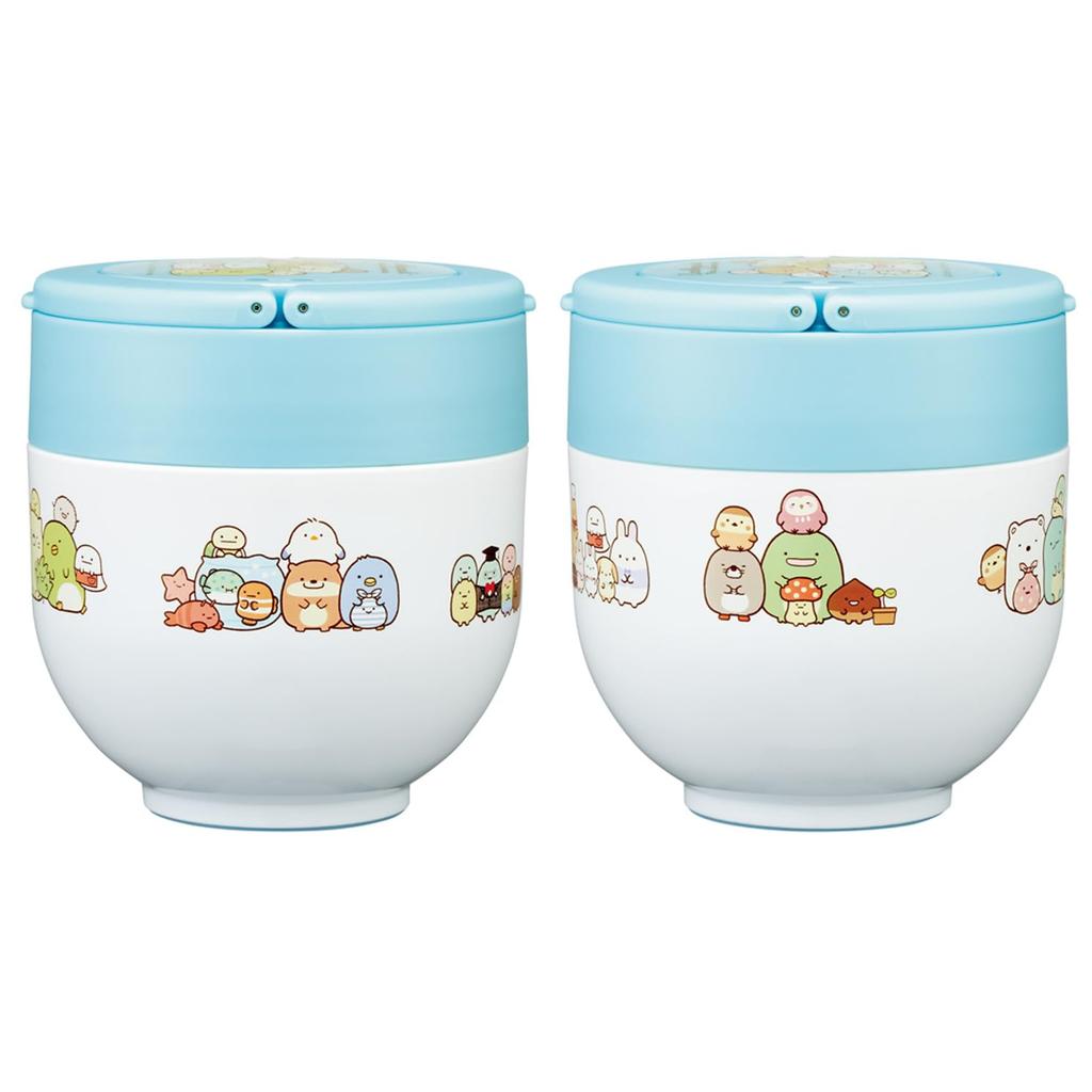 Skater Insulated Lunch Bowl with Folding Sumikko Gurashi Box, Type, 540ml, Women's Size, 2-Tier, Handle, "Atsumaru-n-desu" (LDNO6-A)