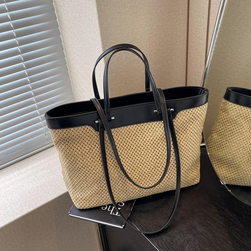 Straw Bag Women's Casual Versatile Tote Bag Retro Large-capacity Shoulder Bag High-end Fashion Woven Bag