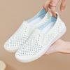 Summer Cutout Walking Shoes for Women Platform Slip On PU Leather Loafers Dress Shoes Hollow Breathable Sneakers Women's Casual Office Work Sneakers