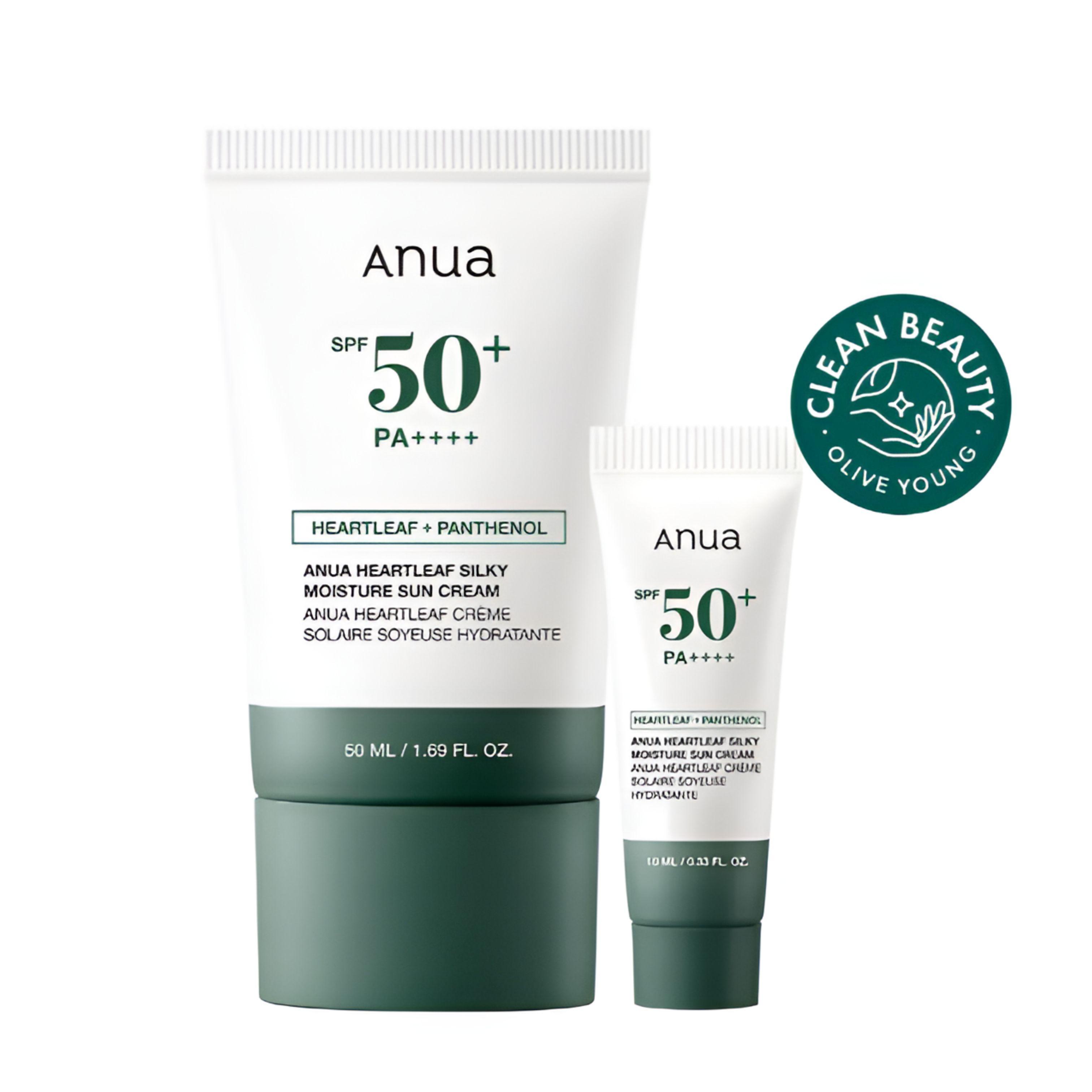 Anua Heartleaf Silky Moisture Sunscreen 50ml Set (+10ml Bonus)