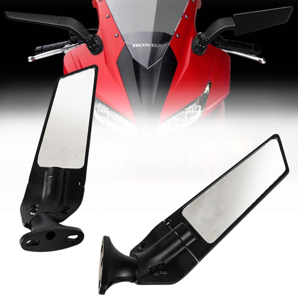 For HONDA Kawasaki Suzuki Yamaha BWM Motorcycle Mirrors Modified Wind Wing Adjustable Rotating Rearview universal