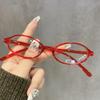 Women Retro Oval Glasses Y2K Japanese and Korean Girls Red Green Frame Glass Eyewear Decorative Computer Anti-blue Eyeglasses