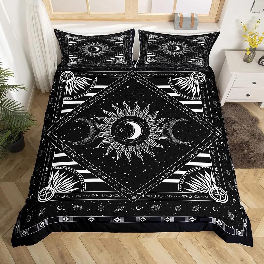 Sun And Moon Duvet Cover Set King Size Purple Liac Dream Catcher Star Bedding Set For Kids Children 2/3pcs Bohemia Quilt Cover