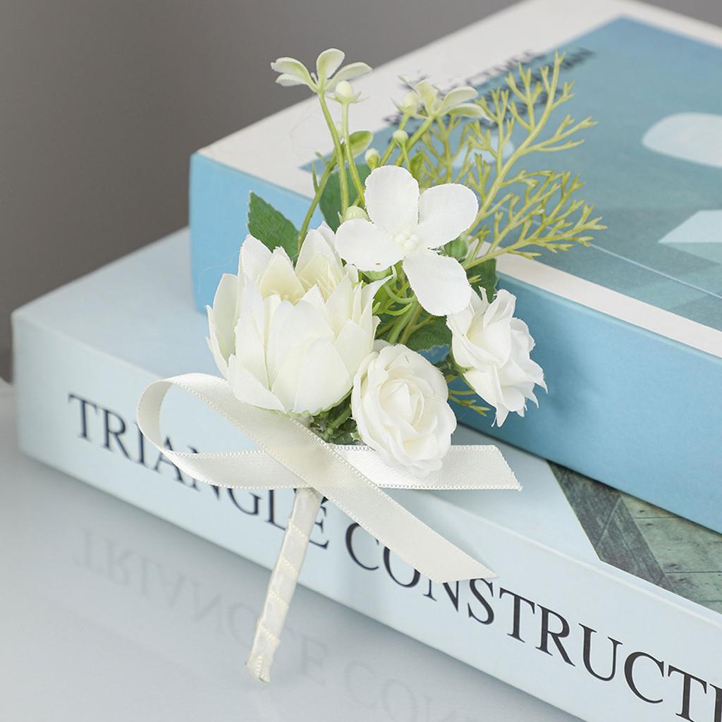 Silk Boutonniere Buttonhole Artifical Flowers Pins Bridesmaid Wrist Corsage Classic Wedding Boutonniere for Celebrations