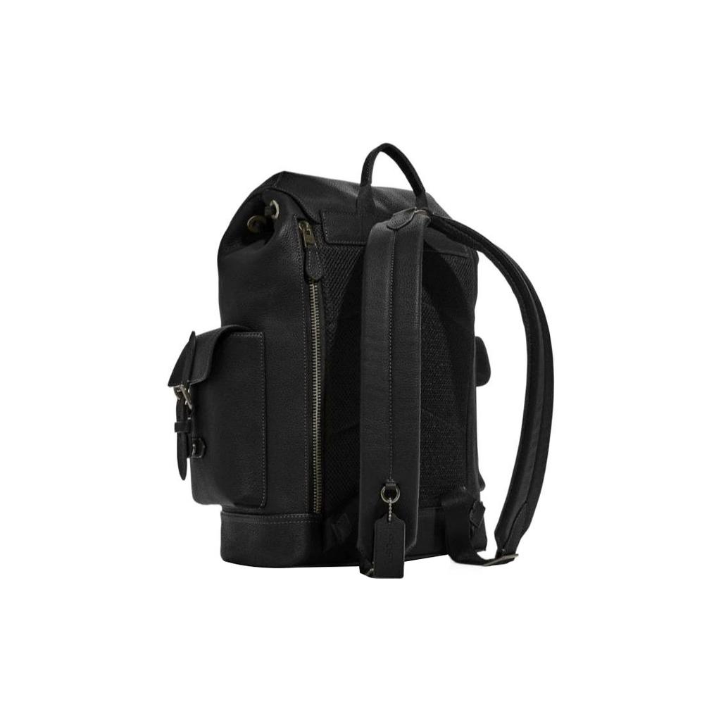 New COACH Hudson Natural Grain Leather Backpack Tubas Men's Black CB837-QBBK