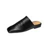 Fashion 2025 NEW Summer Women Mules Genuine Leather Women Shoes Cover Toe Shoes Squared Toe Low Heel Sandals Pleated Modern Slippers