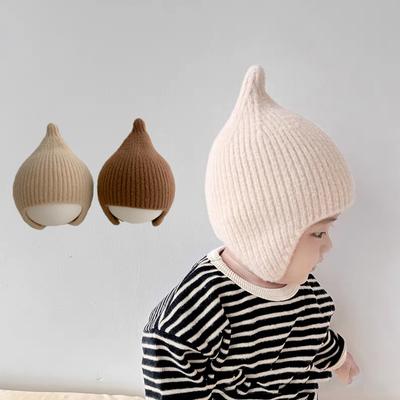 Koreanische Candy Farbe Baby Hut Winter Warme Gehörschutz Baby Junge Mädchen Hut Motorhaube Weich Gestrickte Infant Kleinkind Earflap Cap Beanies