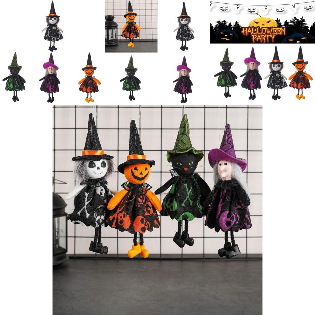 Halloween Decor Supplies Adorable Pumpkin Witch Ghost Pendant For Kids Party Props