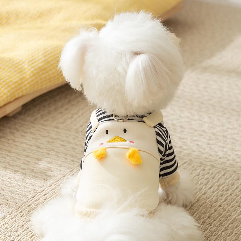 2024 Cute Striped Cartoon Pet Sweatshirt for Dogs and Cats - Thin Fleece, Two-Leg Design for Autumn & Winter