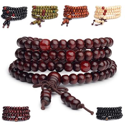 Unisex Men's 108 Bead 6mm Natural Sandalwood Buddhist Buddha Wood Prayer Mala Bracelets