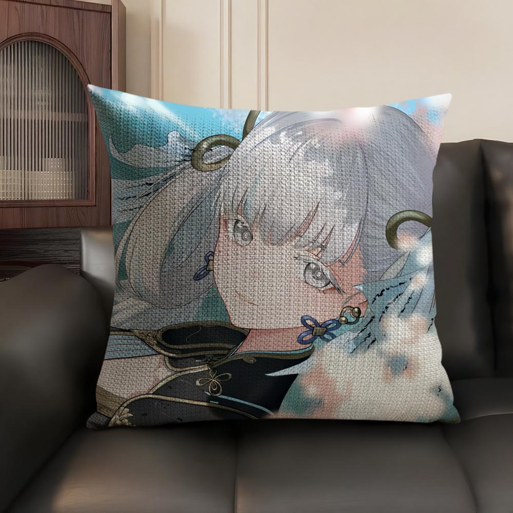 Jinhsi Wuthering Waves Cute Cushion Cover Natural Linen Organic Fabric Double-Sided Printing Sofa Home Decor Gift Pillow Case