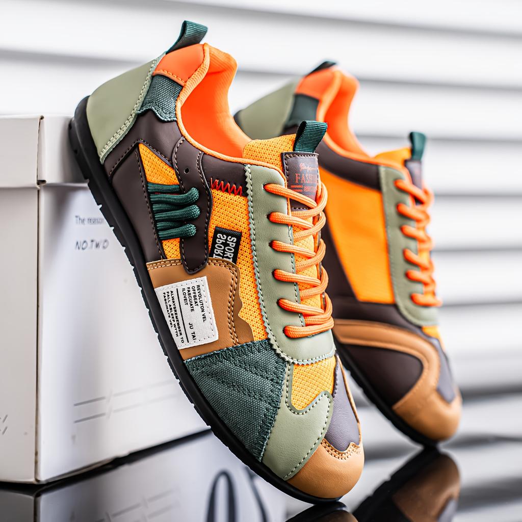 Men'S Fall New Arrival Fitness Training Shoes, Low-Top Lacing with Stylish Color Blocking Design