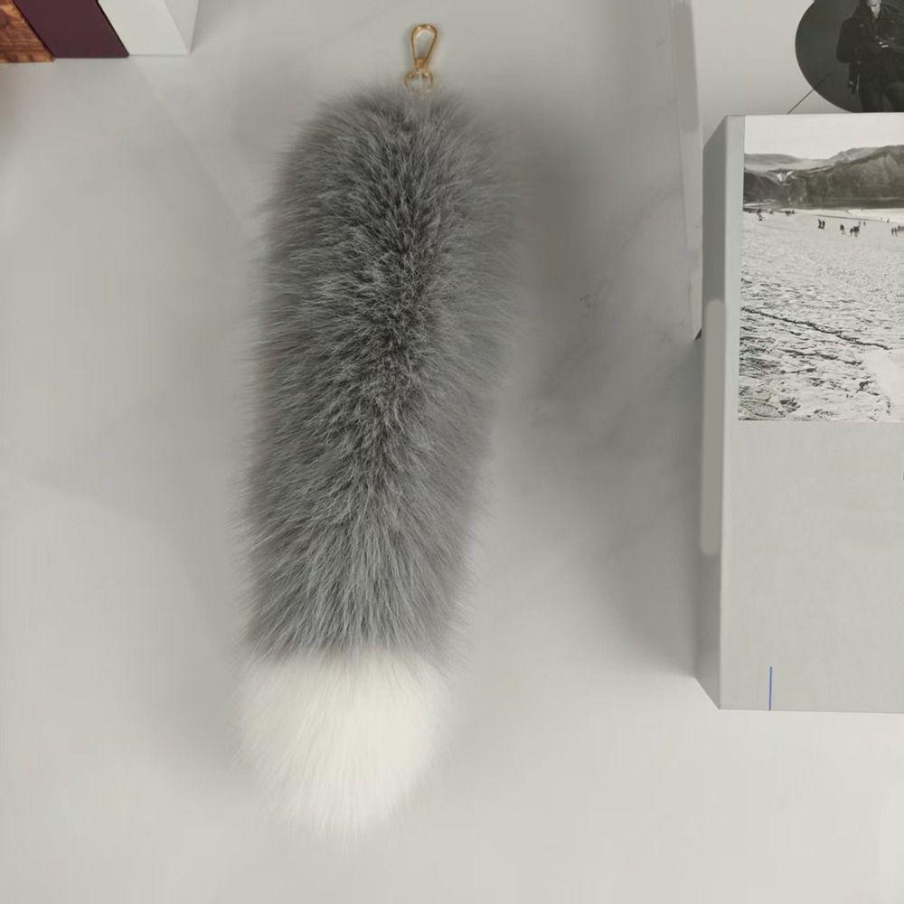 Fashion Huge Fluffy Faux Fur Fox Tail Keychain Warm Thickening Therian Tail Bag Charms Soft Fur Pendant for Women Girl