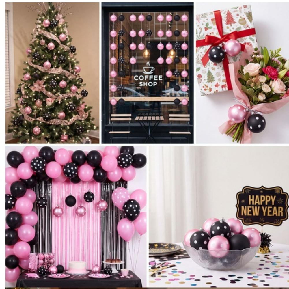 6 Piece Matte Polka Dot Plastic Christmas Ornament Balls Handmade Hanging Decor for Tree Holiday Home Display Use