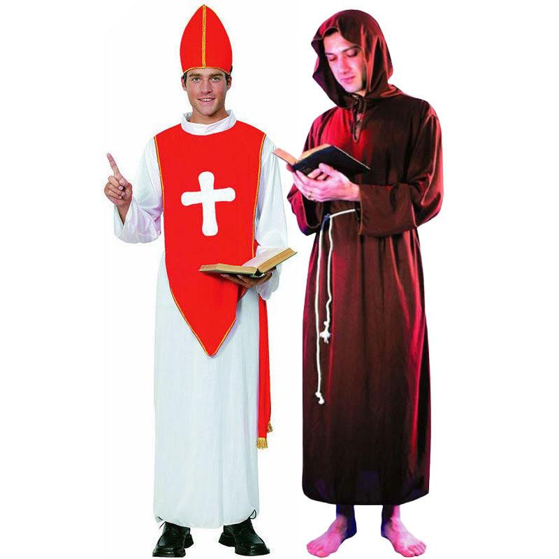Kostým dospělého papeže a hnědého kněze pro halloweenskou párty a divadelní představení