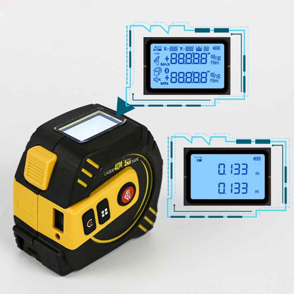 2 In 1 Digital Tape Measure with 130ft/40m Laser Distance Meter and 16ft/5m Retractable AutoLock