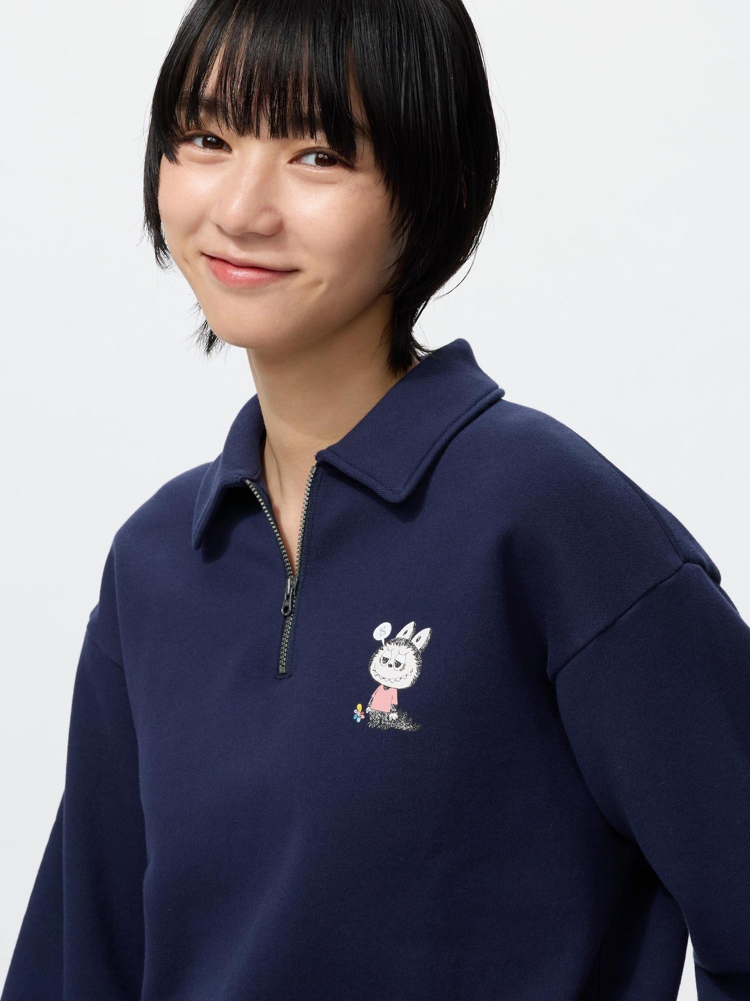 Свитшот Uniqlo Japan Pop Mart с полумолнией 69 NAVY/L