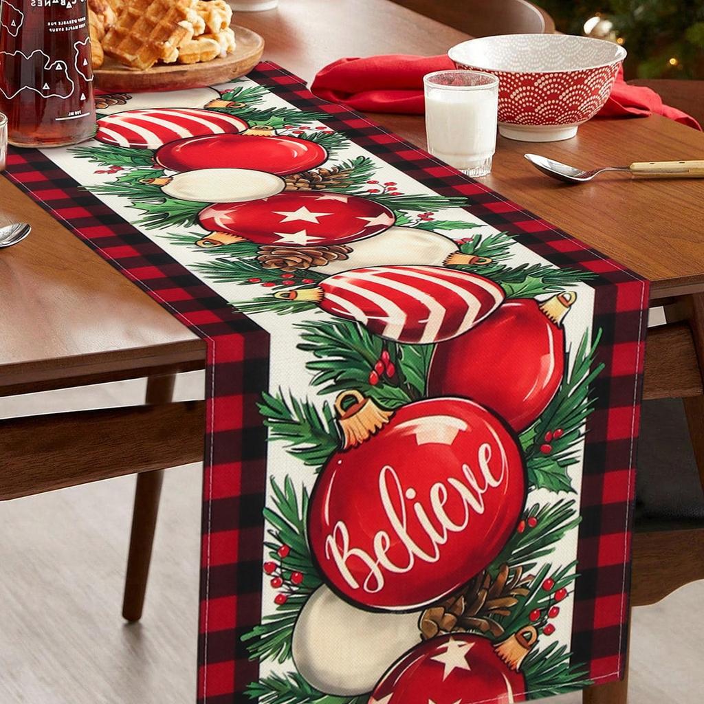 Weihnachtsleinen-Tischläufer Frohe Weihnachten Dekoration für Zuhause 2024 Weihnachtsfeierdekor Ornament Navidad Natal Neujahrsgeschenk 2025