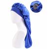 Faux Satin Wide Button Hair Bonnet Solid Color High Elastic Women Sleep Cap Hair Care