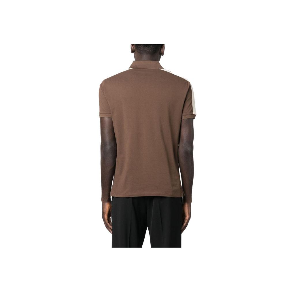 Emporio Armani SS23 Striped Color Block Logo Embroidered Short Sleeve Polo Shirt Men polo shirts Brown 3R1F72-1JTKZ-0440