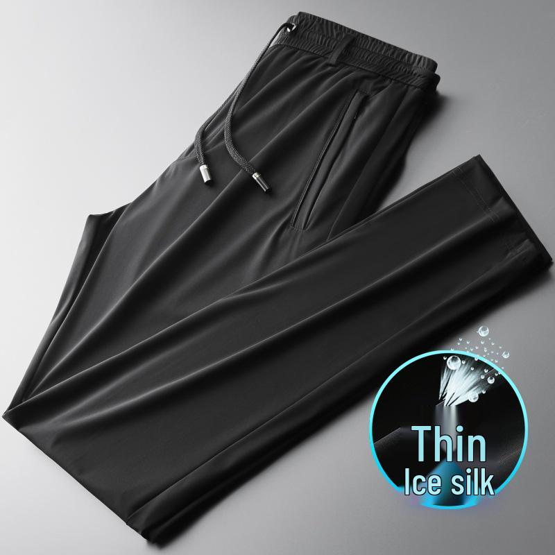 Men's Winter Casual Fleece-Lined Elastic Waist Straight Leg Sweatpants