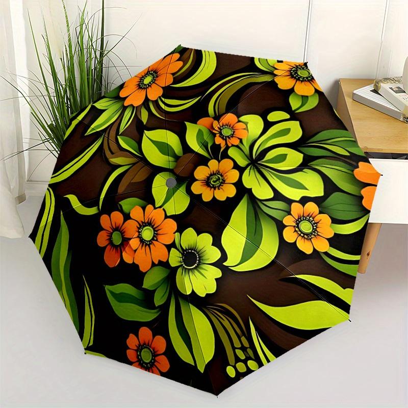 1pc Floral Pattern Auto Open/close, All-Season Portable Folding Umbrella for Women & Men, Travel, Everyday, Formal Events - Compact Luxury Parasol, Ou