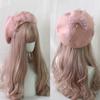 Wool Blend Beret Hat Ribbon Bowknot Lolita Cosplay Cap Sweet French Artist Hat for Girls