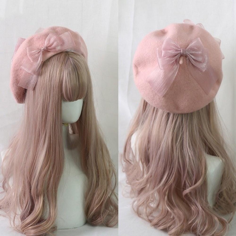 Multicolor French Artist Hat Ribbon Bowknot Lolita Cosplay Cap Chic Beret Hat for Girls