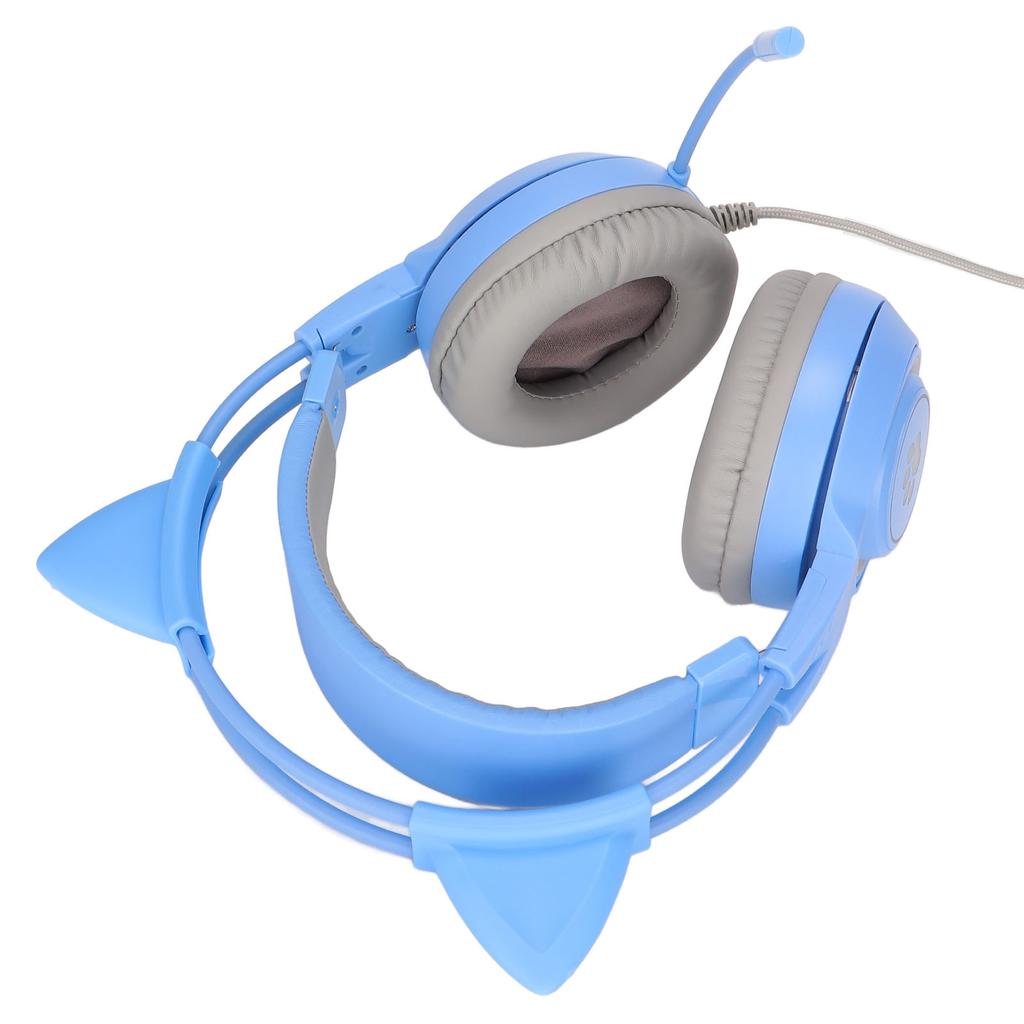 SY 5 Cat Ear Gaming Headset USB+3.5mm Plug Gaming Headphone Supports Volume Adjustment Microphone  (Pink )