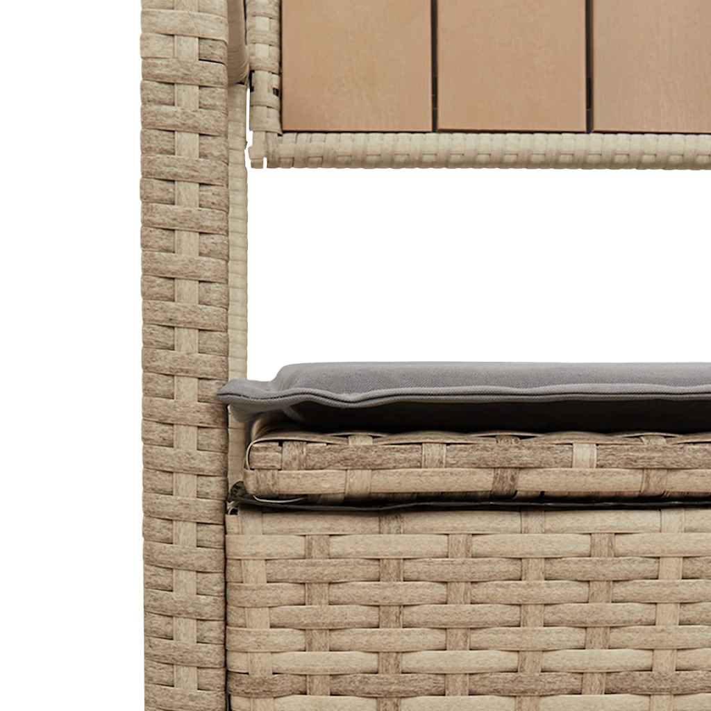 Garden Bench with Storage Space and Cushions Beige Poly Rattan