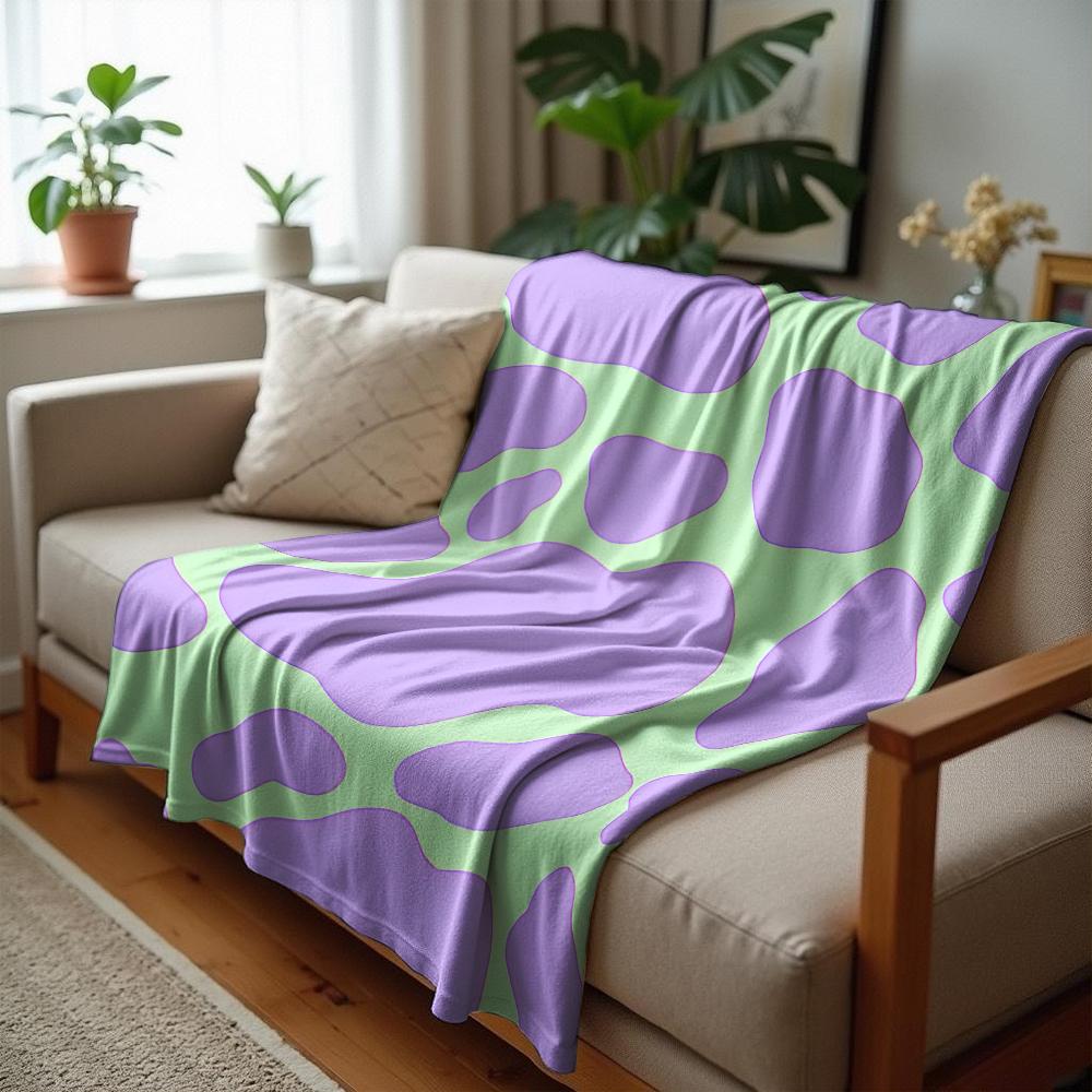 Mint Palm Leaf Anime Cartoon Flannel Blanket Soft Warm Throw for Bedroom Sofa Car Kids Holiday Gift