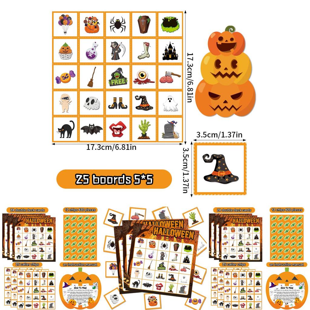 Halloween Party Bingo Game With Call Sheets And Sticker Pack For Kid And Family Events