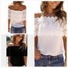 Womens Viscose Crochet Lace Trim Tshirt Business Casual Top For Office Wear And Casual Outfits