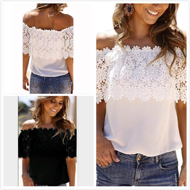 Womens Viscose Crochet Lace Trim Tshirt Business Casual Top For Office Wear And Casual Outfits